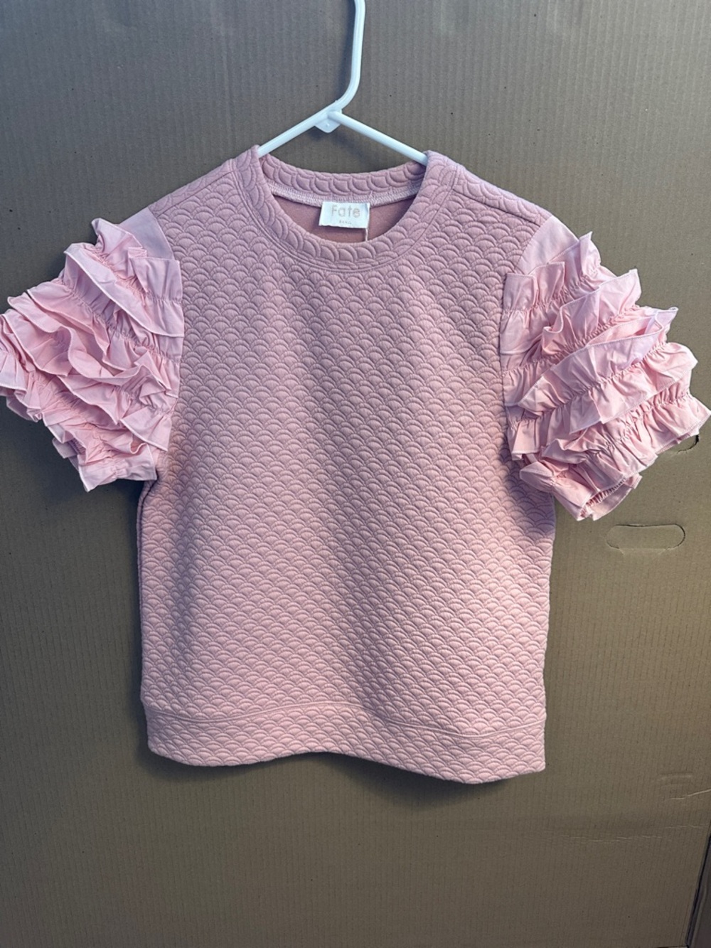 Fate Dusty Pink Ruffled Sleeve Quilted Top